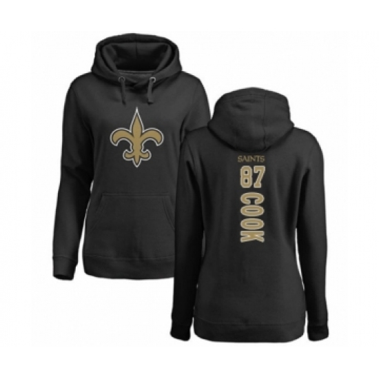 Football Women's New Orleans Saints #87 Jared Cook Black Backer Pullover Hoodie