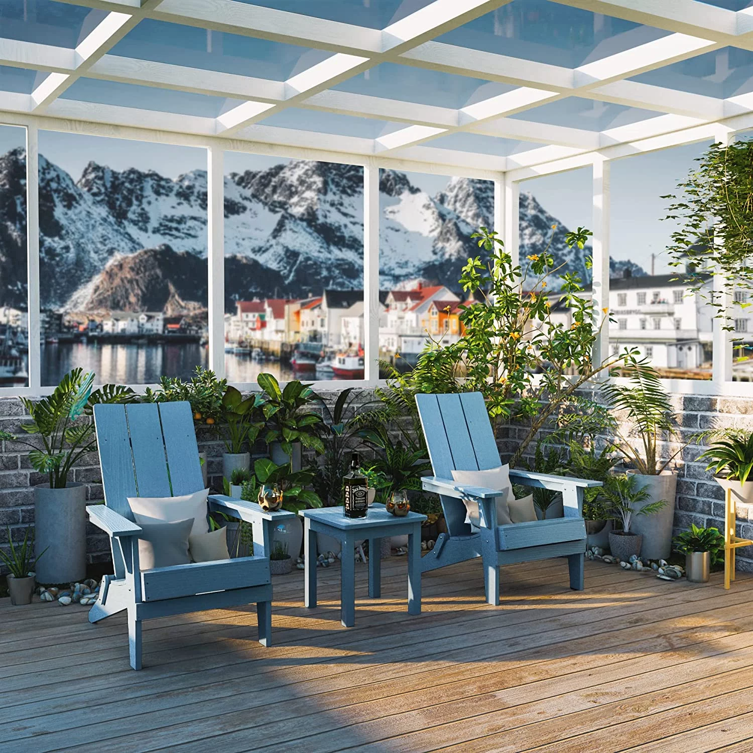 Modern Folding Adirondack Chair Plastic, 1s Expand/Store Upgrade Unlocked Weather-Resistant-Baby Blue - Curated Treasures Market