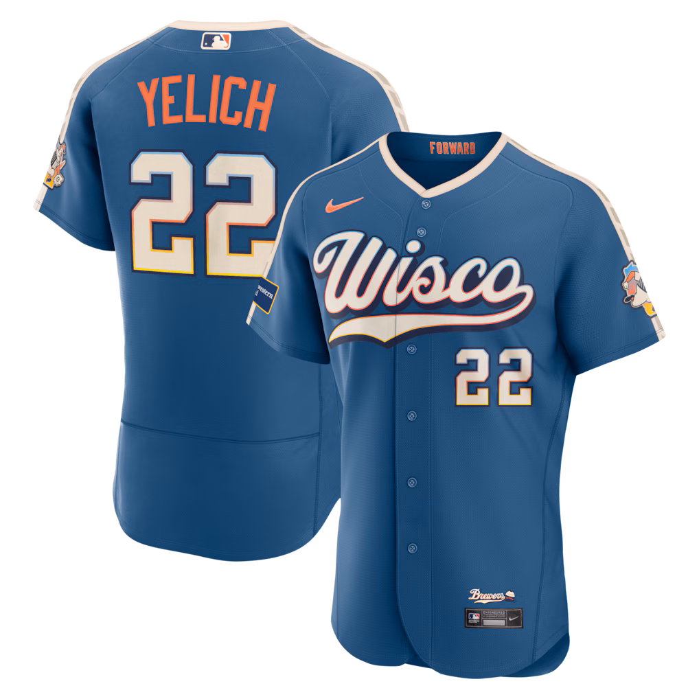 Men's Milwaukee Brewers Christian Yelich Nike Mineral Blue 2026 City Connect Authentic Sponsor Patch Jersey
