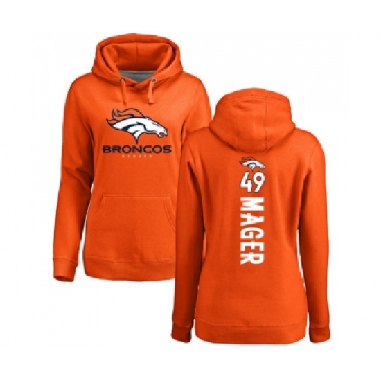 Football Women's Denver Broncos #49 Craig Mager Orange Backer Pullover Hoodie