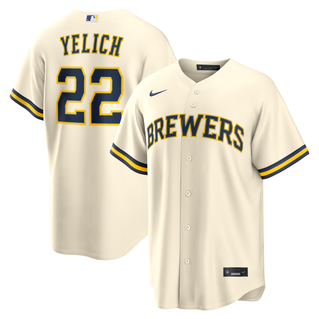 Men's Milwaukee Brewers Christian Yelich Nike Cream Home Replica Jersey