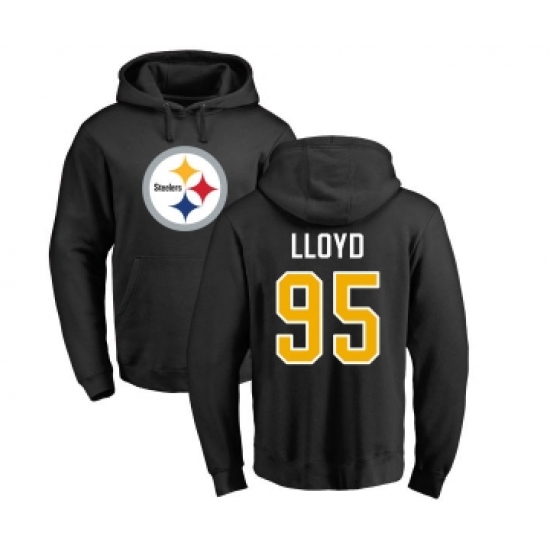 Football Pittsburgh Steelers #95 Greg Lloyd Black Name & Number Logo Pullover Hoodie