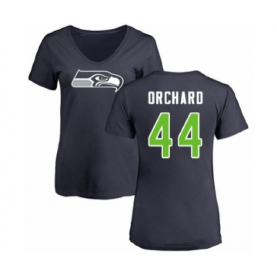Football Women's Seattle Seahawks #44 Nate Orchard Navy Blue Name & Number Logo T-Shirt