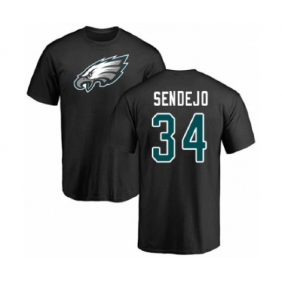 Philadelphia Eagles #34 Andrew Sendejo Black Name & Number Logo T-Shirt