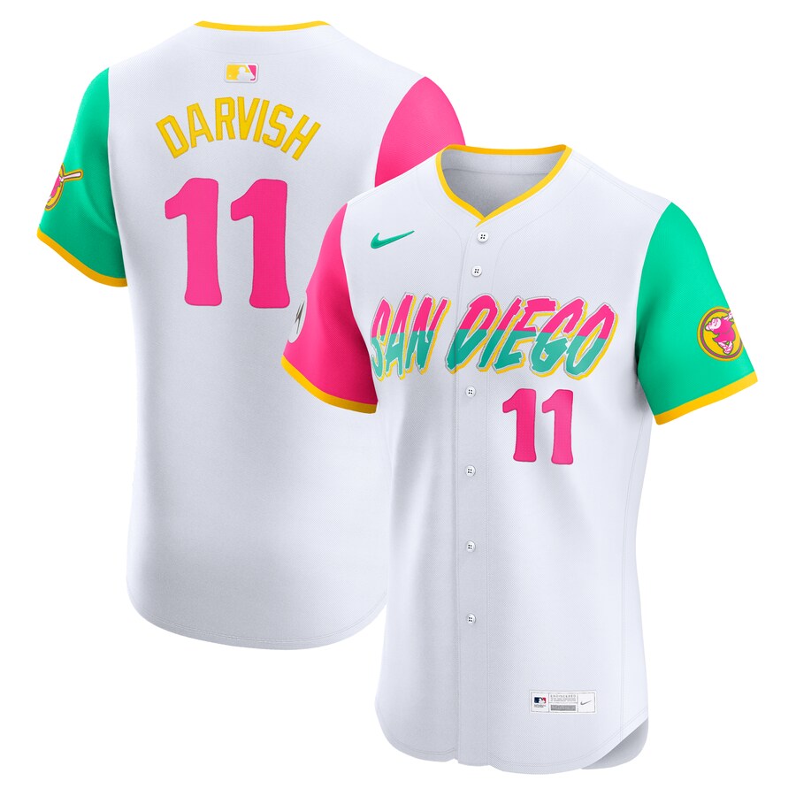 Men's San Diego Padres Yu Darvish Nike White City Connect Sponsor Patch Elite Player Jersey