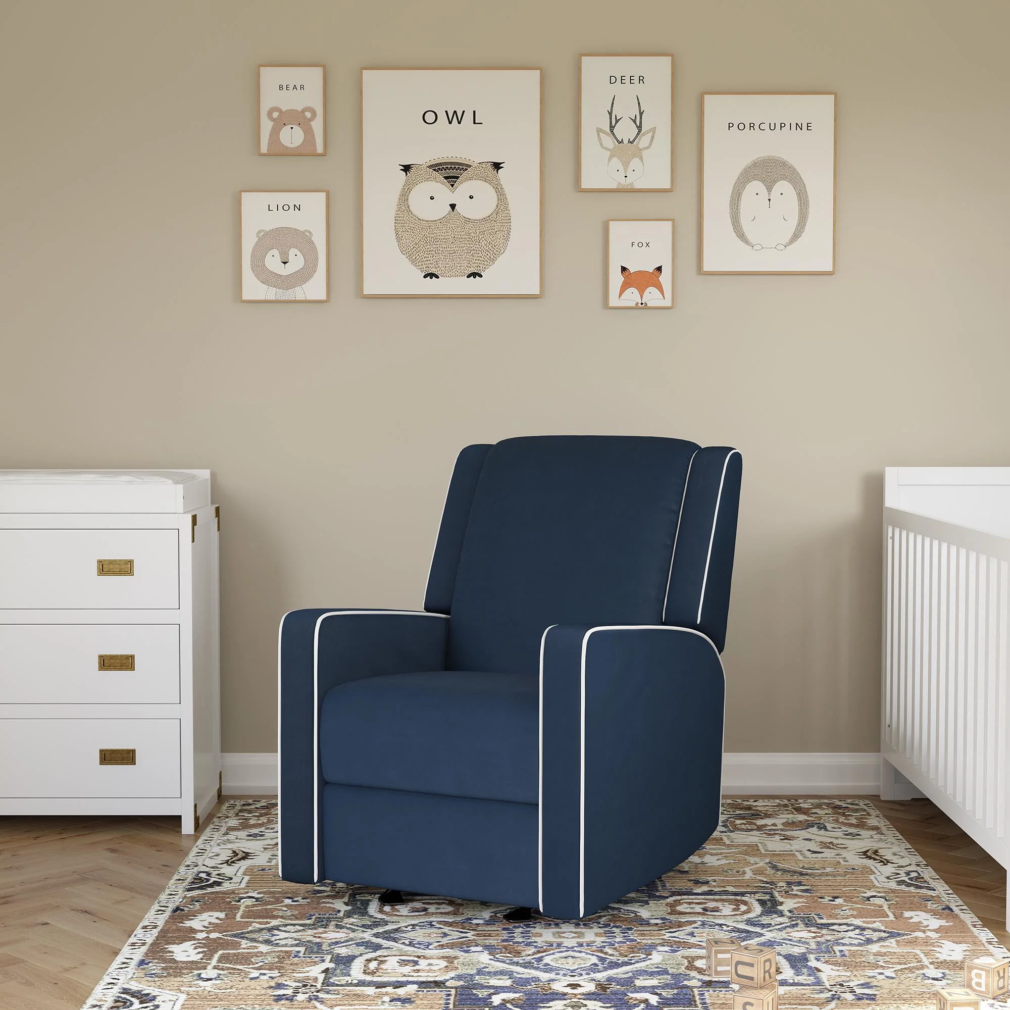 Baby Relax Robyn 2-in-1 Nursery Rocker Recliner, Beige Linen