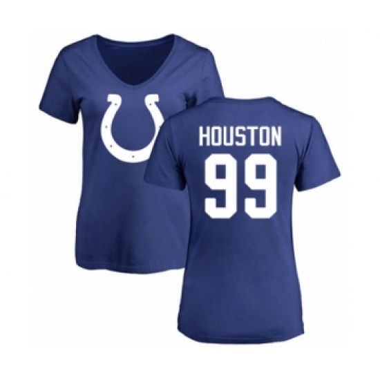 Football Women's Indianapolis Colts #99 Justin Houston Royal Blue Name & Number Logo T-Shirt