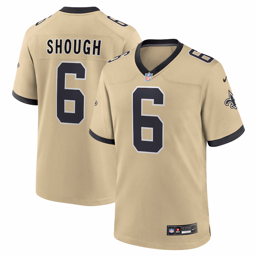 Men's New Orleans Saints Tyler Shough Nike Gold Alternate Game Player Jersey