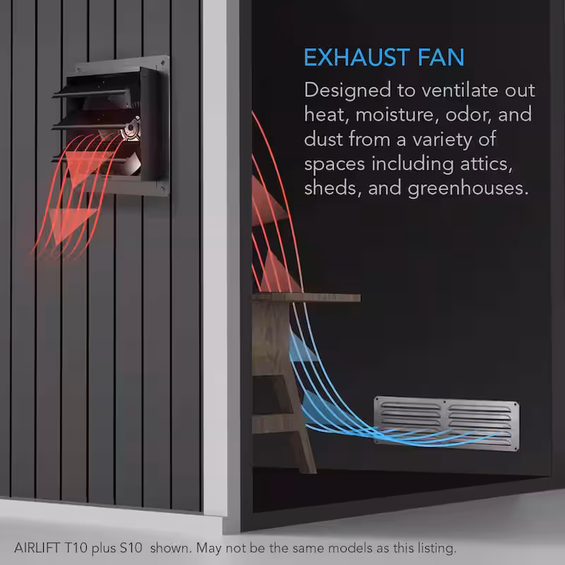 Airlift T12 830 CFM 12 in. Indoor Wall Mount Shutter Exhaust Fan with Temperature Humidity Controller
