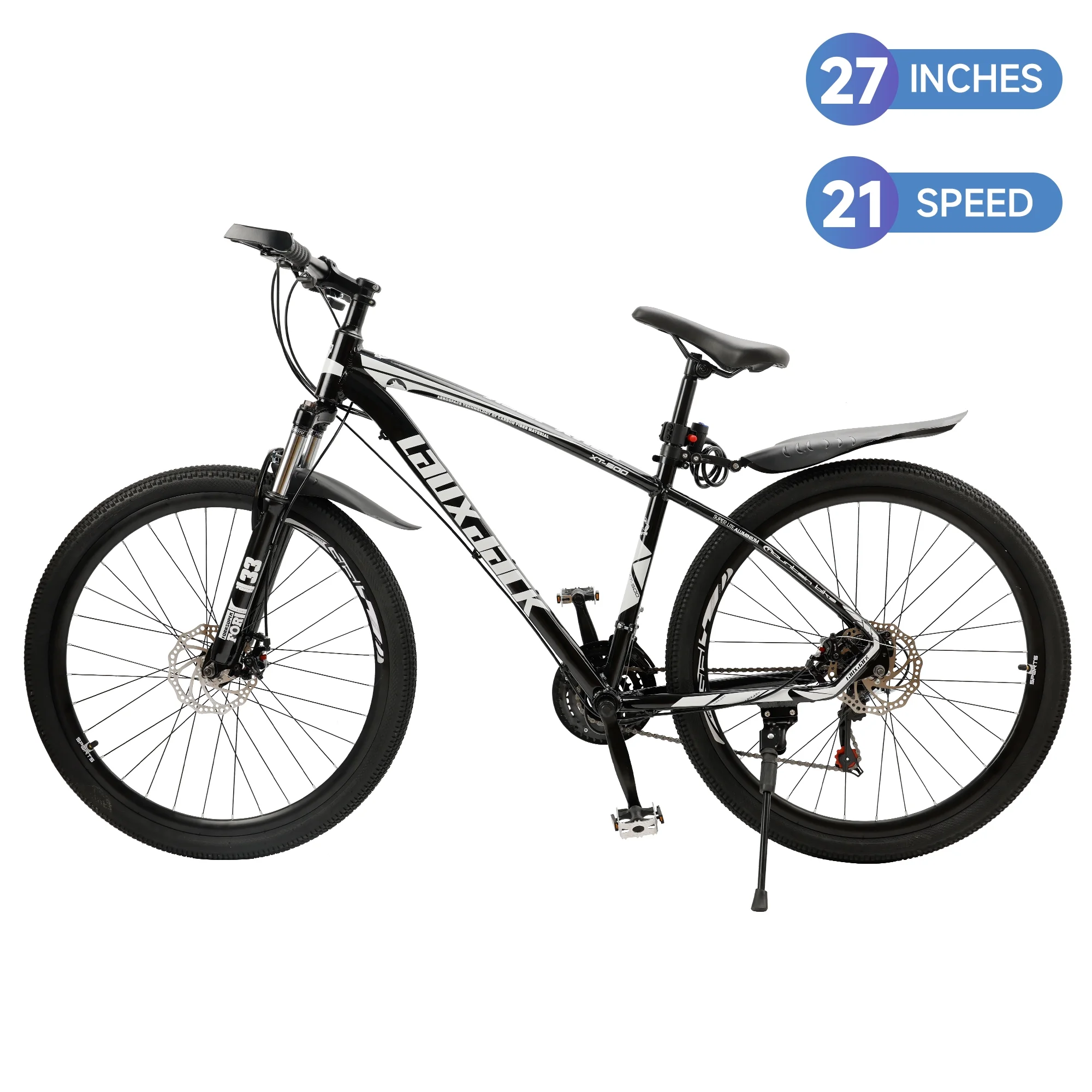 ARTUDATECH Full Suspension Mens Mountain Bike, Shimano 21 Speed, 27.5 inch Wheel, Dual Disc Brake Bike for Men Womens Adult Bicycle