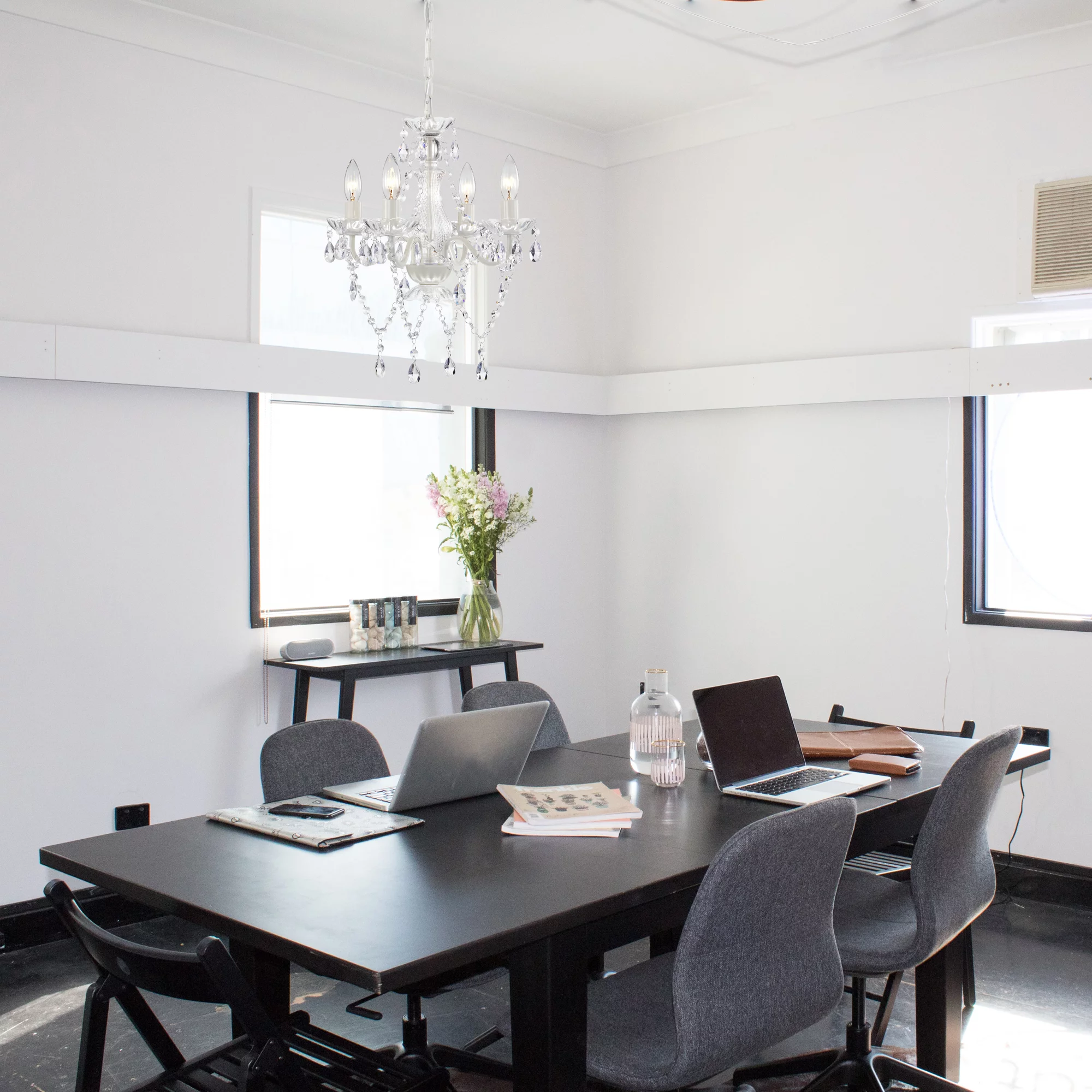 White Chandelier Plug in Chandelier Crystals Chandeliers 4-Light Small Bedroom Chandelier