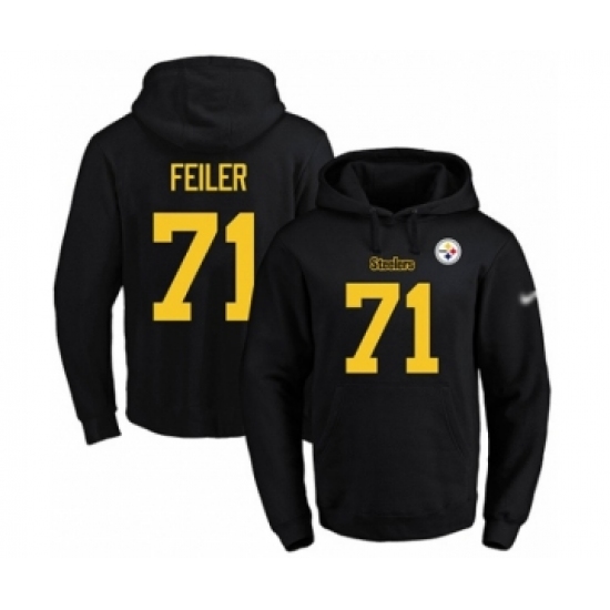 Football Men's Pittsburgh Steelers #71 Matt Feiler Black(Gold No.) Name & Number Pullover Hoodie