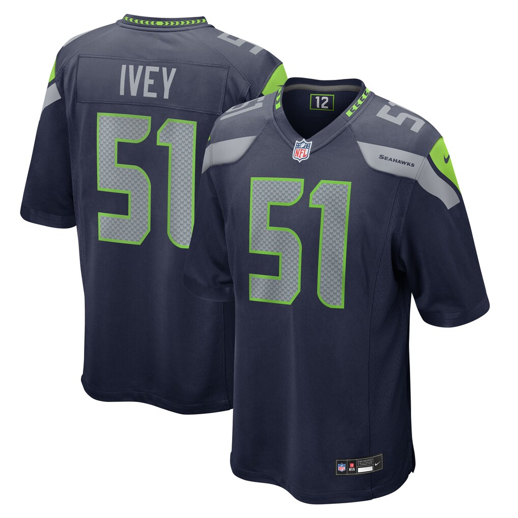 Men's Seattle Seahawks Jared Ivey Nike College Navy Team Game Jersey