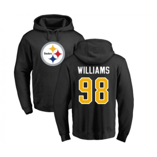 Football Pittsburgh Steelers #98 Vince Williams Black Name & Number Logo Pullover Hoodie