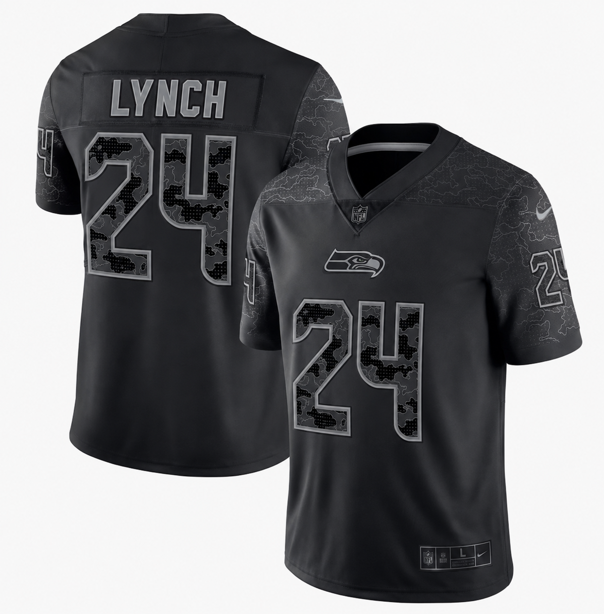 Men's Seattle Seahawks Marshawn Lynch NikeBlack RFLCTV Limited Jersey