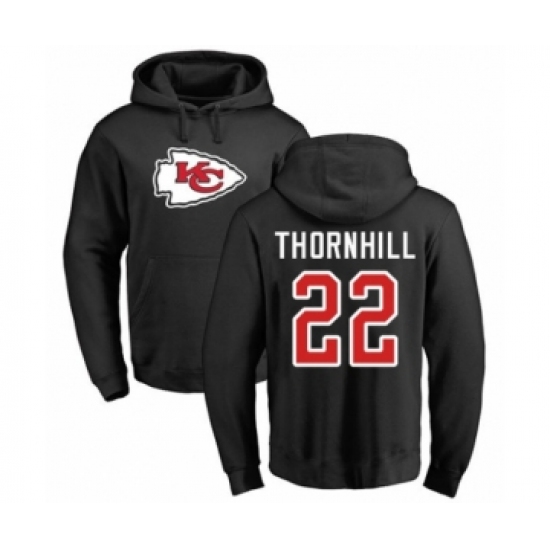 Football Kansas City Chiefs #22 Juan Thornhill Black Name & Number Logo Pullover Hoodie