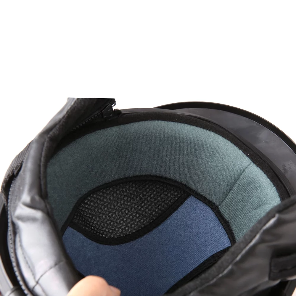 Motorcycle Scooter Open Face Half Leather Helmet with Visor Goggles Retro Vintage Style 54-60cm - Curated Treasures Market