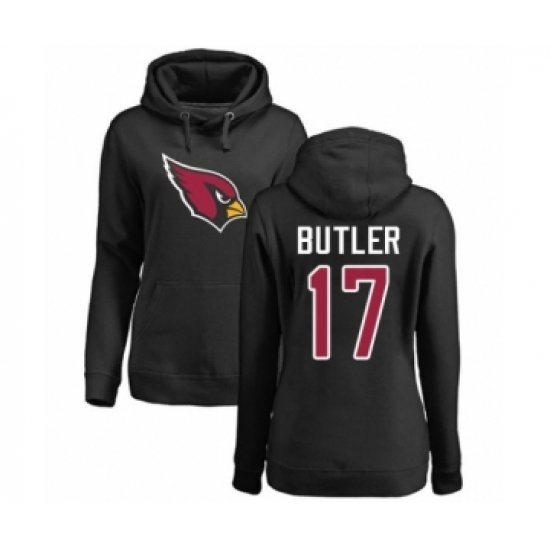 Football Women's Arizona Cardinals #17 Hakeem Butler Black Name & Number Logo Pullover Hoodie