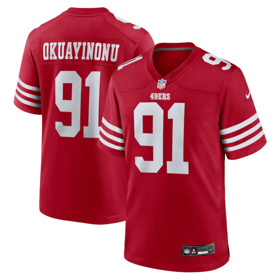 Men's San Francisco 49ers Sam Okuayinonu Nike Scarlet Team Game Jersey