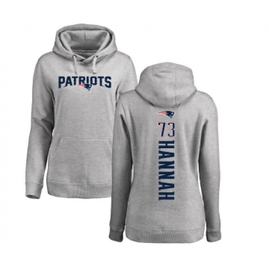 Football Women's New England Patriots #73 John Hannah Ash Backer Pullover Hoodie