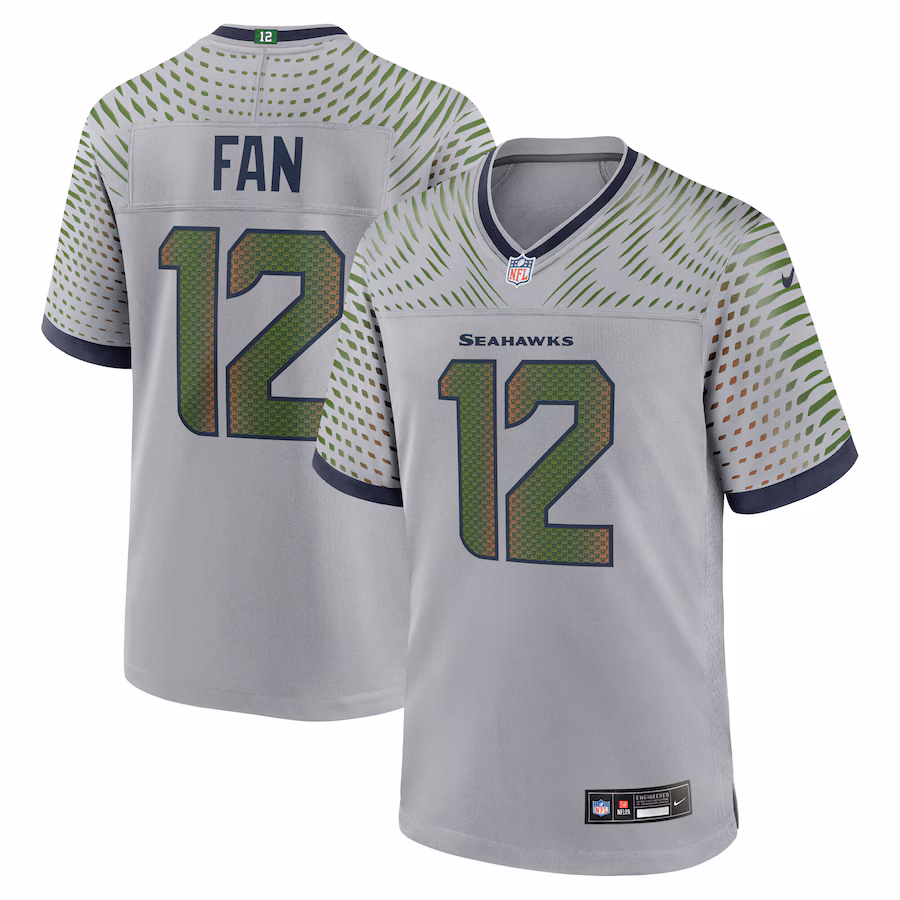 Men's Seattle Seahawks 12s Nike Wolf Gray 2025 Rivalries Collection Game Jersey