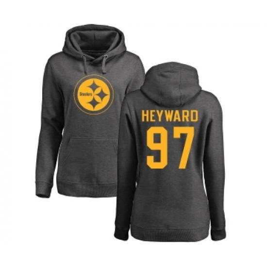Football Women's Pittsburgh Steelers #97 Cameron Heyward Ash One Color Pullover Hoodie
