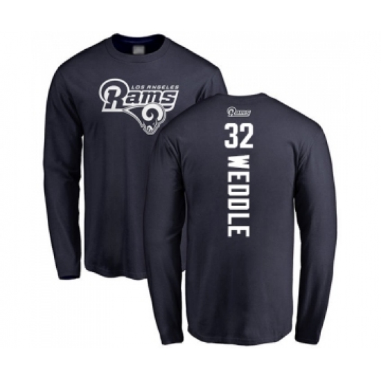 Football Los Angeles Rams #32 Eric Weddle Navy Blue Backer Long Sleeve T-Shirt