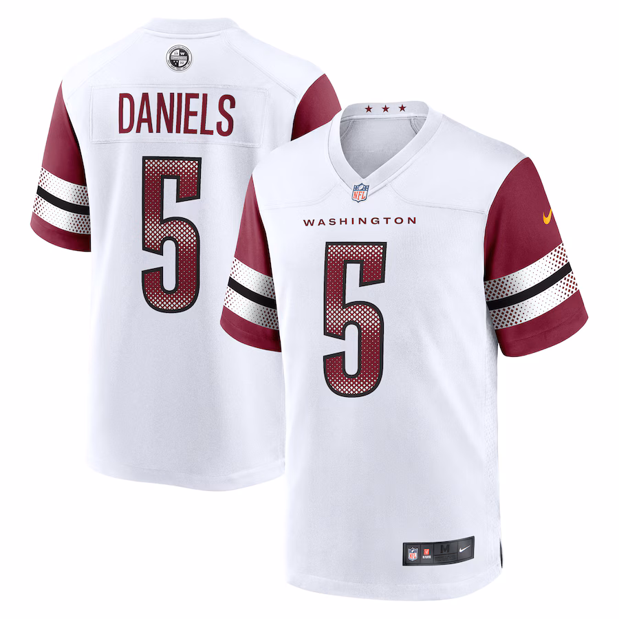 Men's Washington Commanders Jayden Daniels Nike White Vapor F.U.S.E. Stitched Limited Jersey