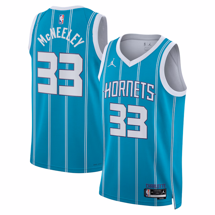 Unisex Charlotte Hornets Liam McNeeley Jordan Brand Teal Swingman Jersey - Icon Edition