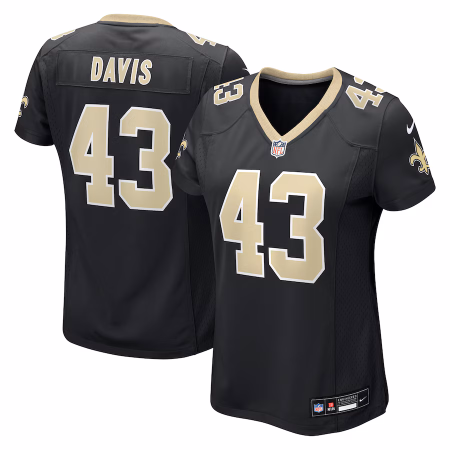 Women's New Orleans Saints Michael Davis Nike Black Team Game Jersey