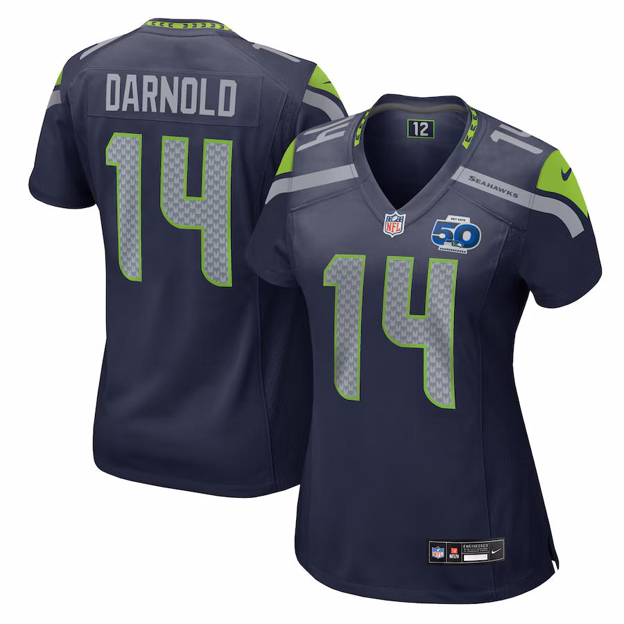 Women's Seattle Seahawks Sam Darnold Nike College Navy Team 50th Season Game Jersey