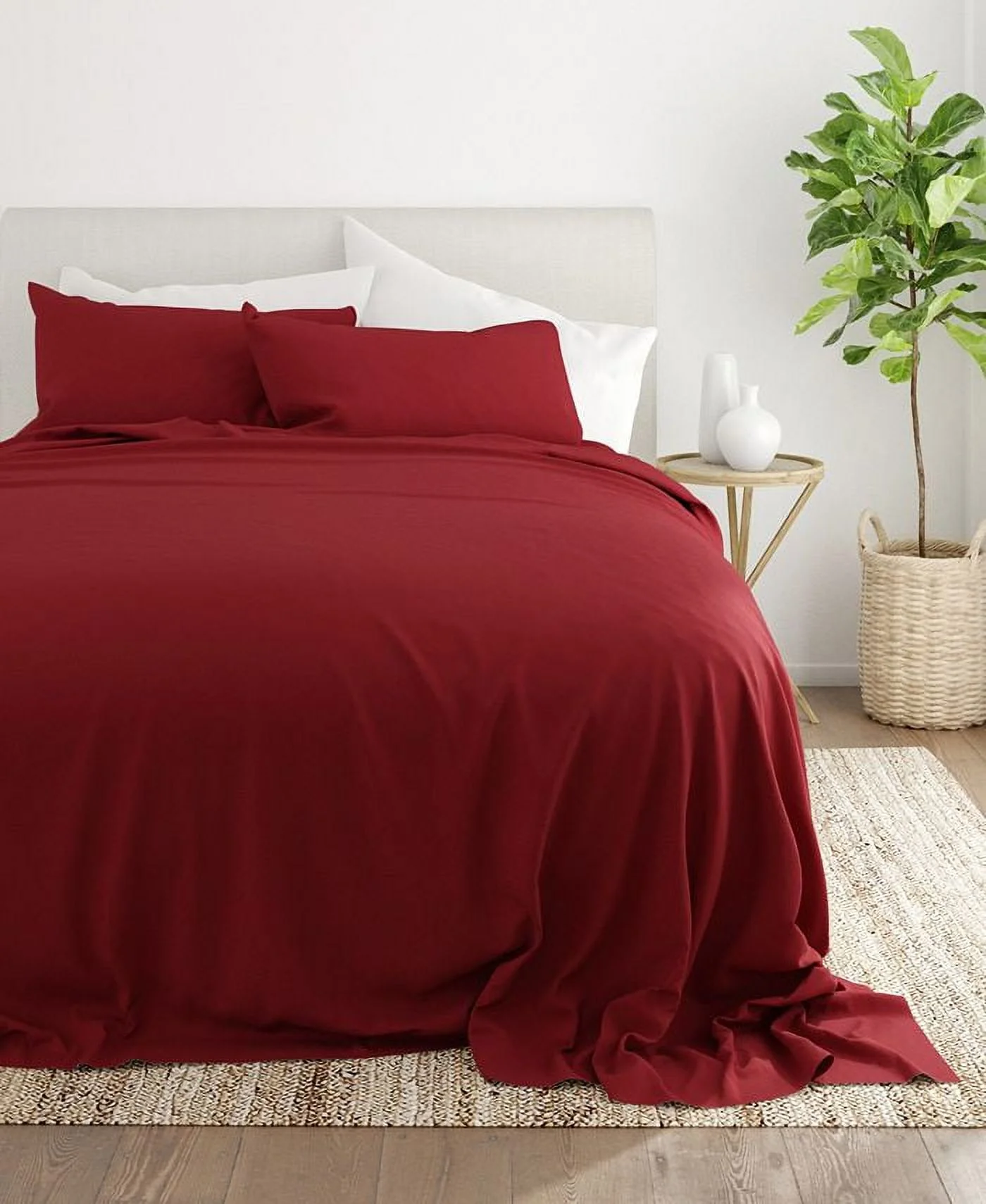 800TC Short Queen Size 4PC Sheet Set - Premium 800-Thread-Count 100% Egyptian Cotton, Fit Upto 12 inches Deep Pockets Mattress - Burgundy - Curated Treasures Market