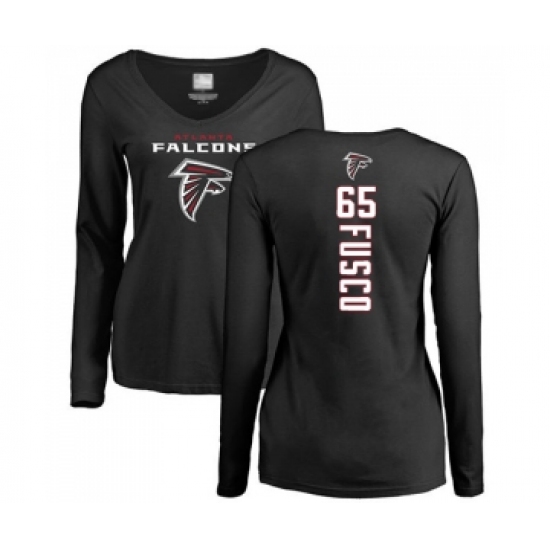 Football Women's Atlanta Falcons #65 Brandon Fusco Black Backer Long Sleeve T-Shirt