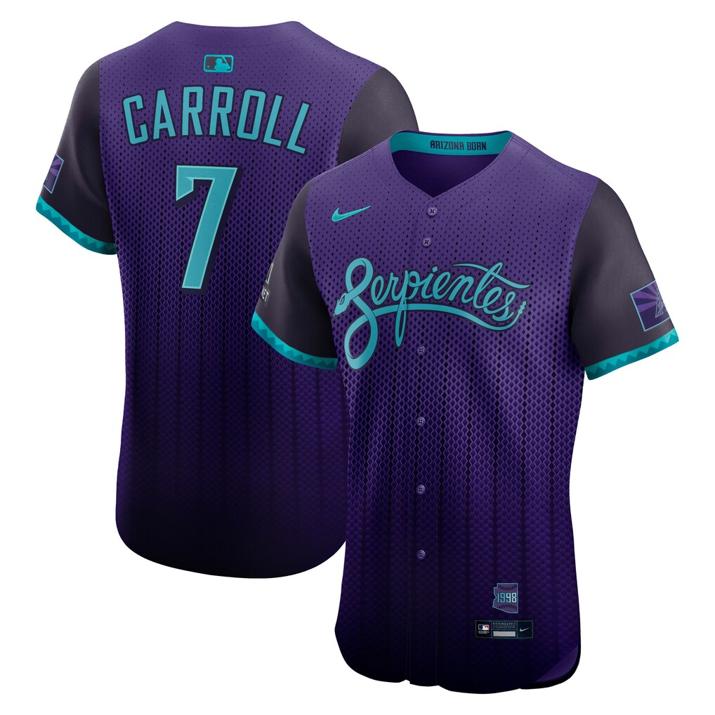 Men's Arizona Diamondbacks Corbin Carroll Nike Purple 2025 City Connect Elite Player Jersey