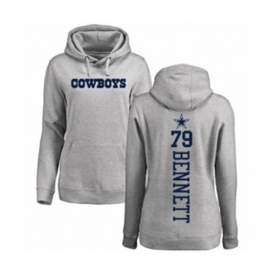 Football Women's Dallas Cowboys #79 Michael Bennett Ash Backer Pullover Hoodie