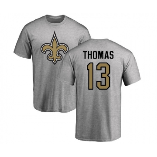 Football New Orleans Saints #13 Michael Thomas Ash Name & Number Logo T-Shirt