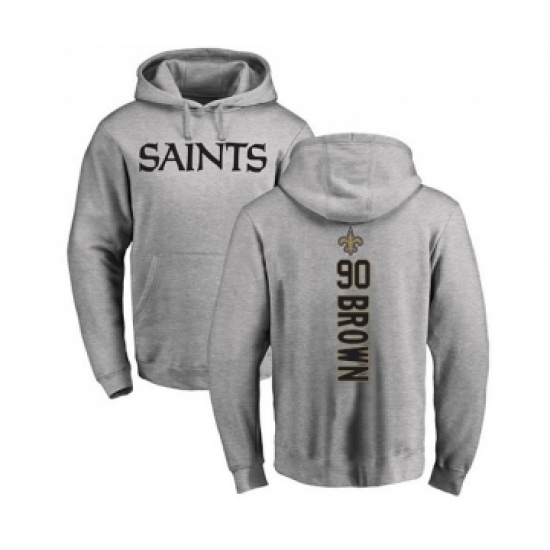 Football New Orleans Saints #90 Malcom Brown Ash Backer Pullover Hoodie