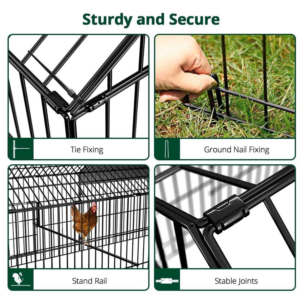 PawGiant Chicken Coop 86×40 Chicken Run Pen for Yard with Cover Outdoor Metal Portable Chicken Tractor Cage Enclosure Crate Outside for Small