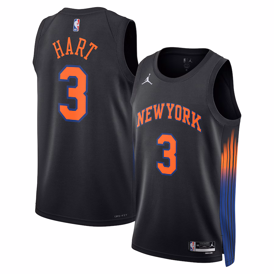 Unisex New York Knicks Josh Hart Jordan Brand Black Swingman Jersey - Statement Edition