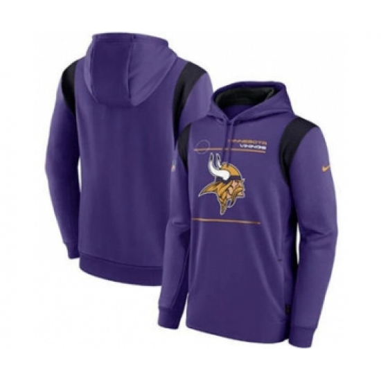 Men's Minnesota Vikings 2021 Purple Sideline Logo Performance Pullover Hoodie