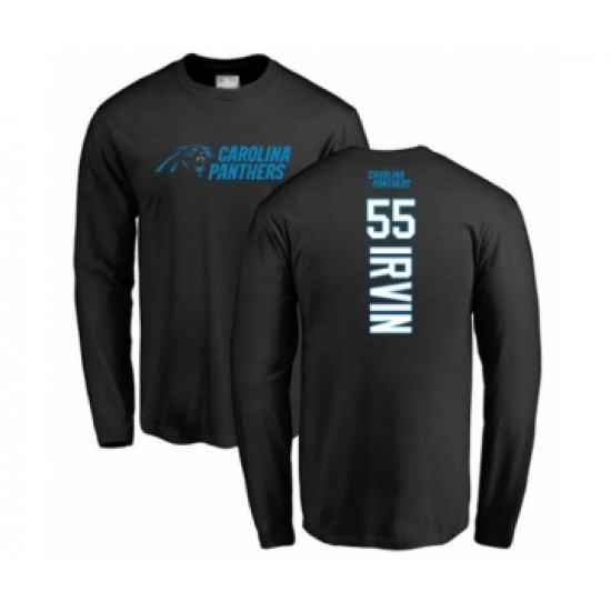 Football Carolina Panthers #55 Bruce Irvin Black Backer Long Sleeve T-Shirt