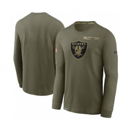 Men's Las Vegas Raiders Football Olive 2021 Salute To Service Performance Long Sleeve T-Shirt
