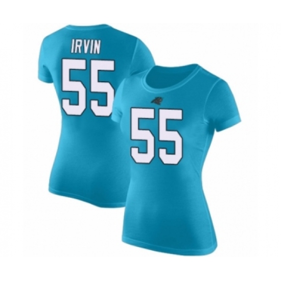 Football Women's Carolina Panthers #55 Bruce Irvin Blue Rush Pride Name & Number T-Shirt