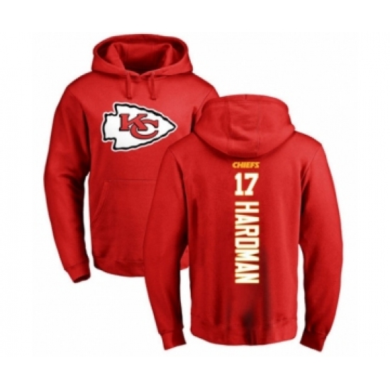 Football Kansas City Chiefs #17 Mecole Hardman Red Backer Pullover Hoodie