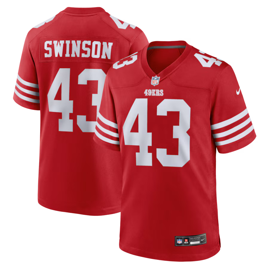 Men's San Francisco 49ers Messiah Swinson Nike Scarlet Team Game Jersey