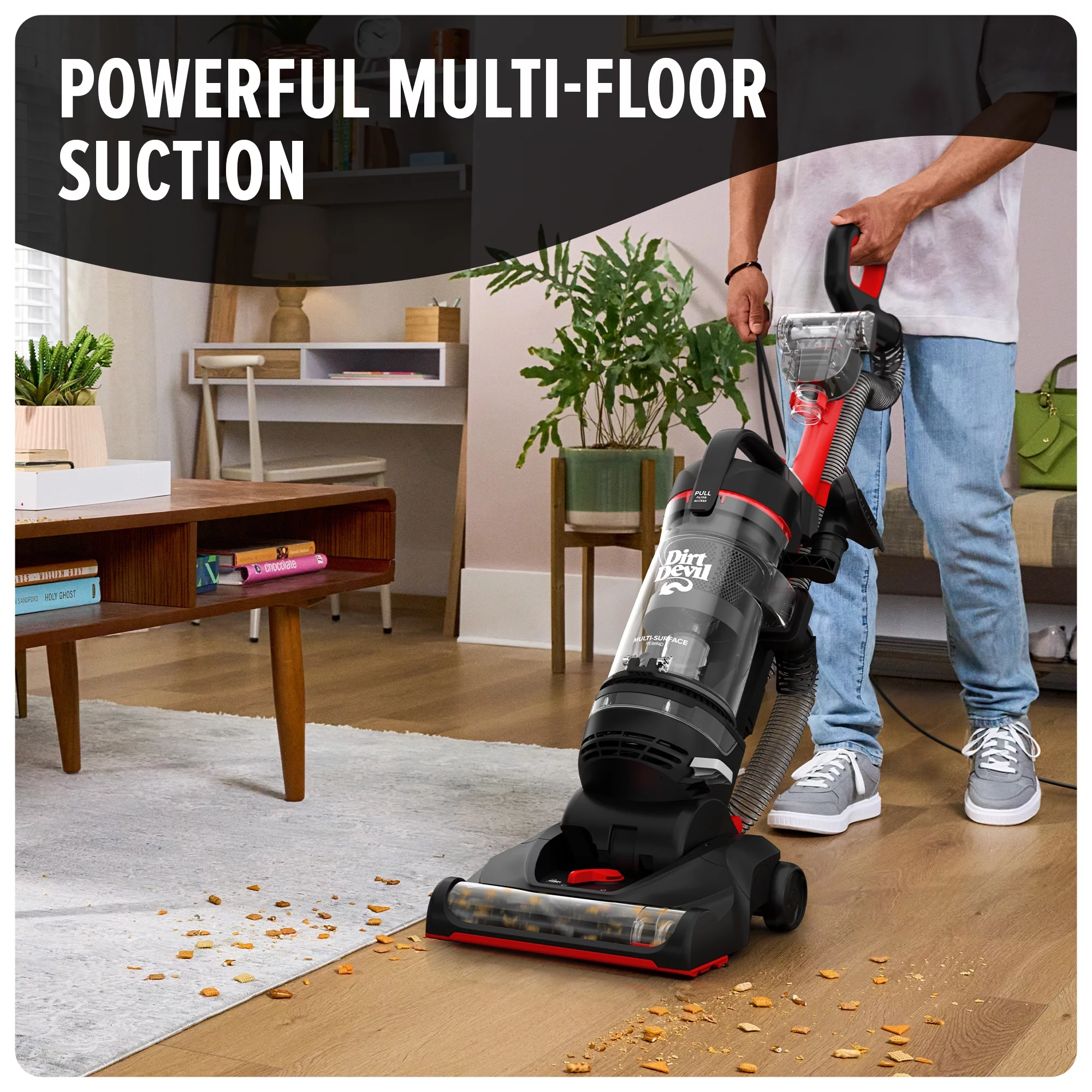 Dirt Devil Multi-Surface Rewind Bagless Upright Vacuum Cleaner, UD76810V, New