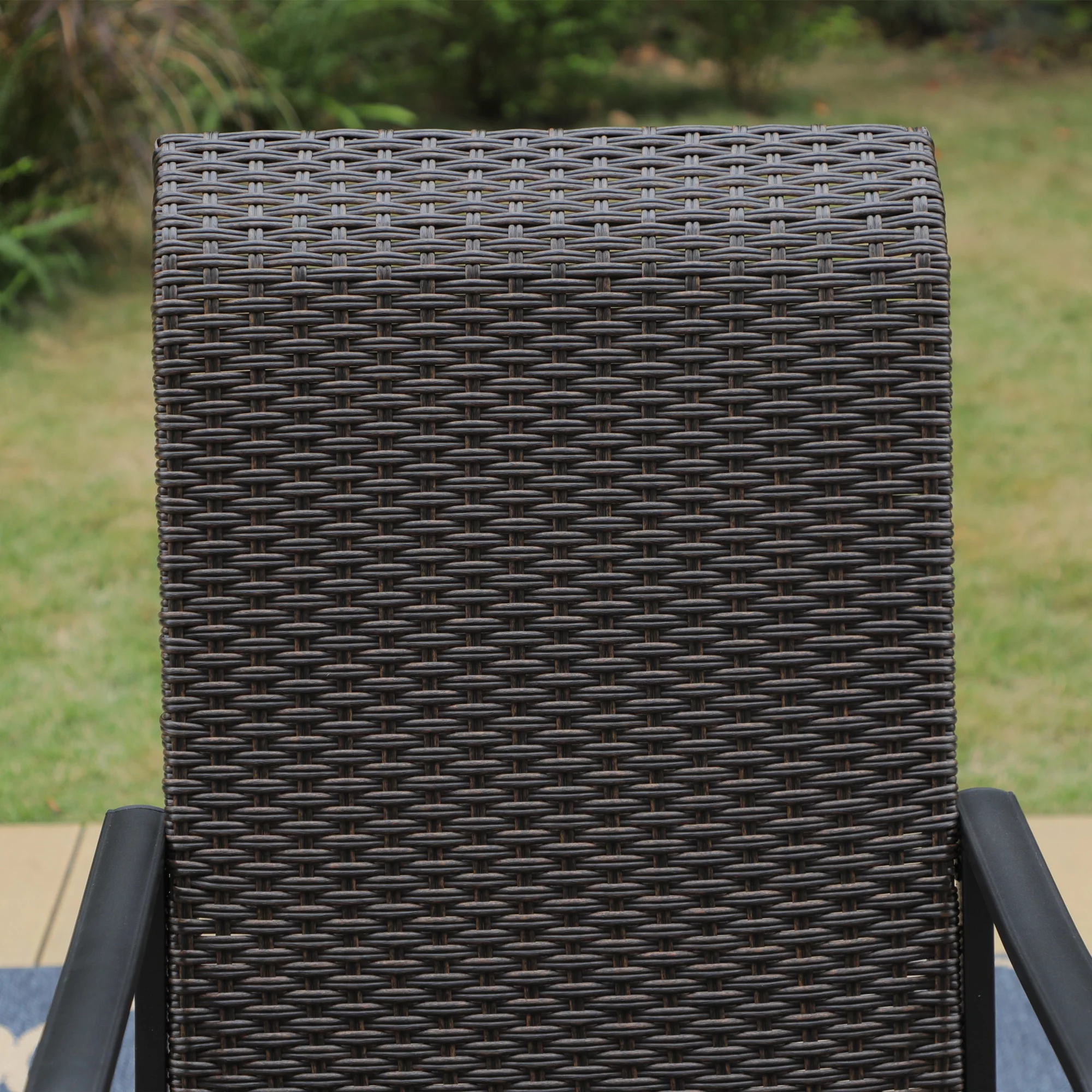 MF Studio 5-Piece Outdoor Patio Dining Set with 5 Rattan Swivel Chairs & 1 Metal Steel Table with Umbrella Hole, Black & Brown - Curated Treasures Market