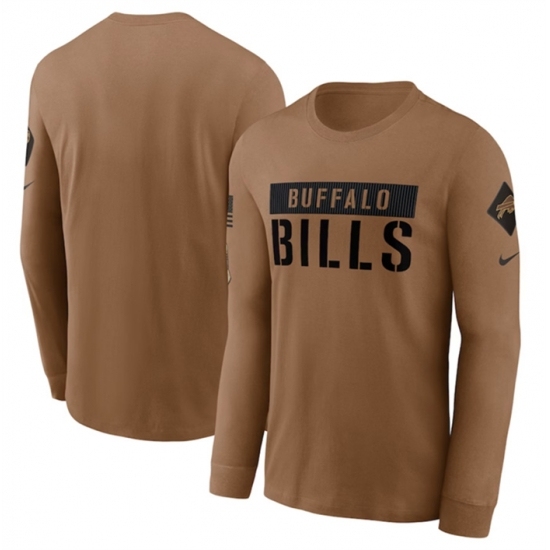 Men's Buffalo Bills 2023 Brown Salute To Service Long Sleeve T Shirt