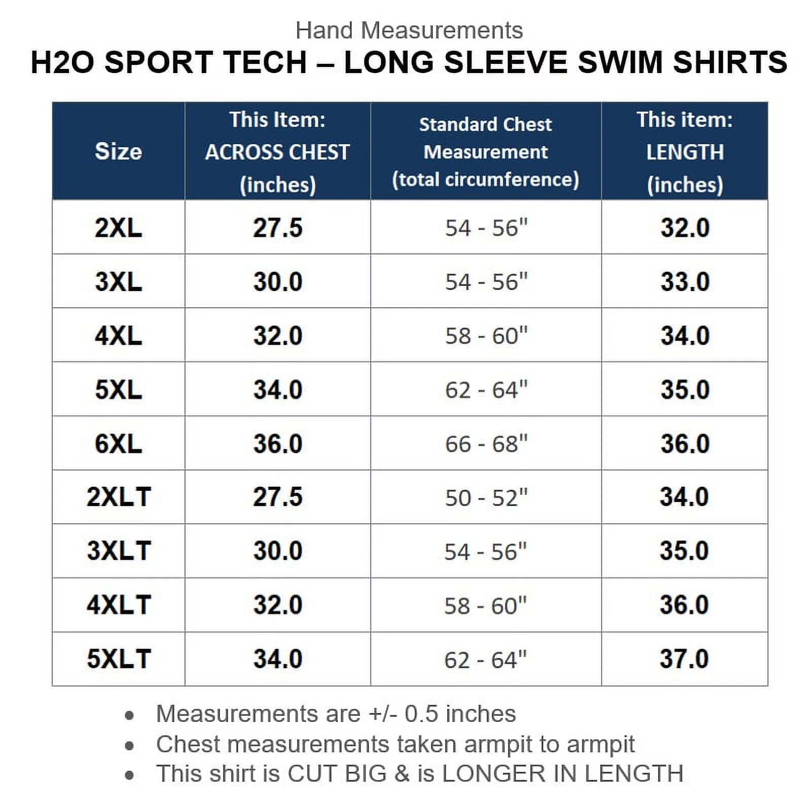 H2O Sport Tech Big & Tall Men’s Long Sleeve Swim Shirt 2XL to 5XLT - Curated Treasures Market