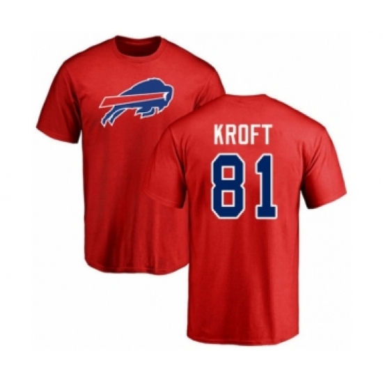 Football Buffalo Bills #81 Tyler Kroft Red Name & Number Logo T-Shirt